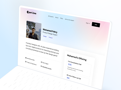 Xpert Zone - Expert Profile clean design gradient interaction landing page template ui ux web website