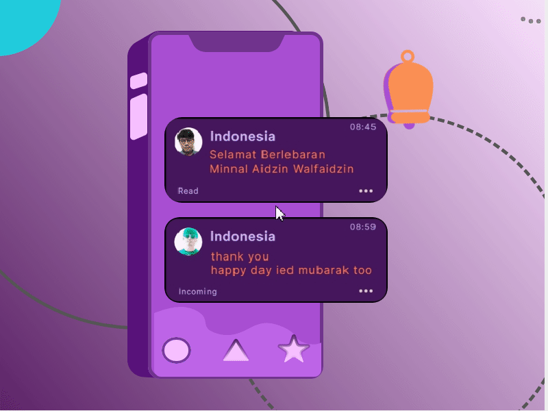 Notification - message happy day Ied mubarak animations notification uidesign