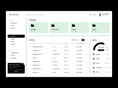 Symmetric – Files Storage / Web App analytics app charts clean cloud cms dashboard drive file manager files folders platform storage ui user interface ux web app