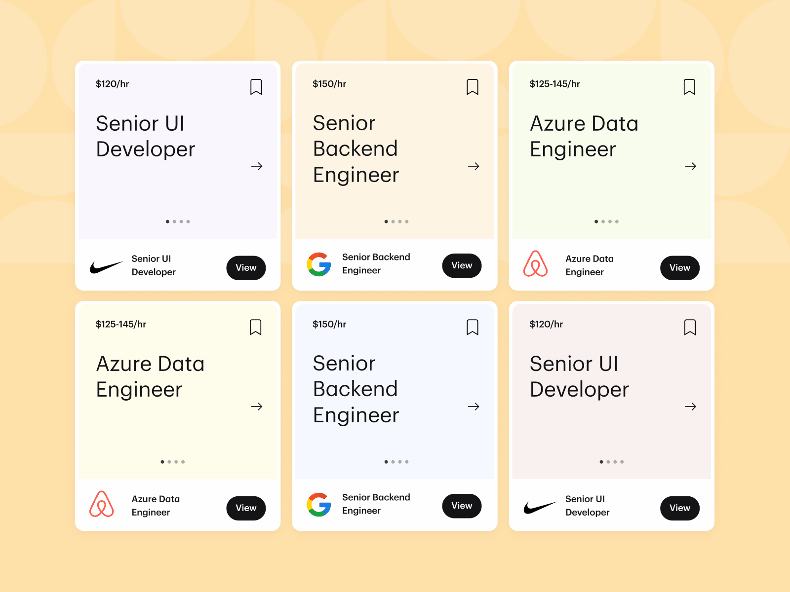 Job Cards 💼 braintrust design freelance gigs job cards job listing job posting job posts jobs new jobs product design ui ux web3