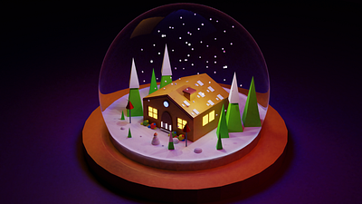 Snow globe 3d artist 3dart 3duidesign blender3d home illustration lowpoly3d shot snowglobe trending ui design uidesign ux