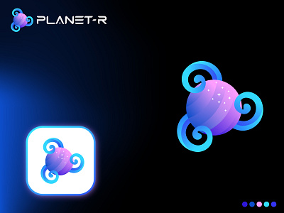 PLANET-R Logo brand identity branding logo logo design metaverse logo nft logo orbit logo planet logo space logo spiral logo