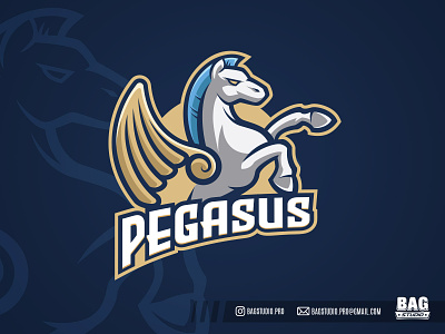 Pegasus Esport Logo Template cartoon character esport fantasy horse illustration jump logo magic mascot mustang pegasus sports stallion template vector wings