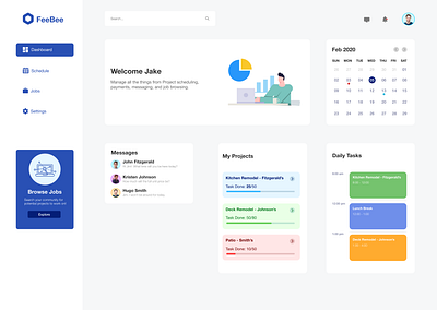 Pro Dashboard Home FeeBee dashboard ui figma home improvement react ui ui ux uidesign ux