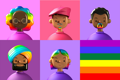 Pride Character 3D Illustration — Toy Faces 3d 3d character 3d illustration avatar character cute diverse emoji gay icon illustration lgbt lgbtq pink pride pride2021 rainbow