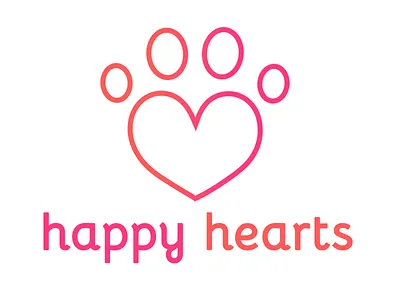 Happy Hearts Logo cursive heart icon logo orange paw print pink
