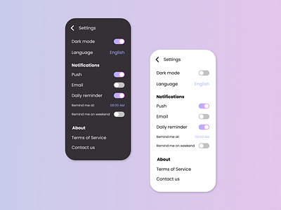 Daily UI Challenge #007 - Settings 007 app daily 100 challenge daily ui 007 dailyui dailyui 007 dailyuichallenge design settings page settings ui ui