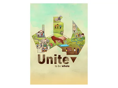 Unite to be Whole_Poster coloring concept digitalart illustraion togetherness unite