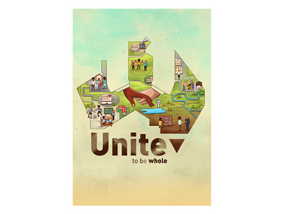 Unite to be Whole_Poster coloring concept digitalart illustraion togetherness unite