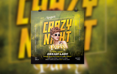 Crazy Night Party Flyer after work party bash club flyer club party design girls night out ladies night neon