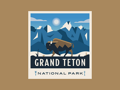 Grand Teton National Park Vinyl Sticker animal badge badge design badgedesign bison buffalo grand teton grand teton national park grand teton sticker grand tetons hiking mountains national park national park art national park sticker national park vinyl sticker nature outdoors stickermule wyoming