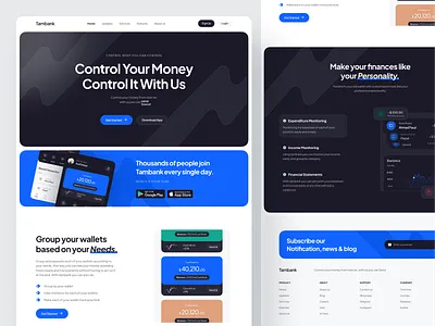 Tambank - Landing Page App bank bank card banking banking website clean design financial financial website fintech home page landing page landing page app minimal money management money transfer payment ui wallet web design website