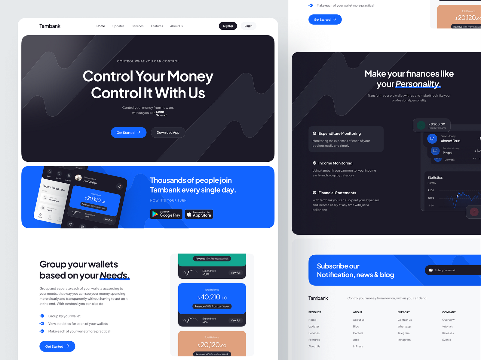 Tambank - Landing Page App by Asal Design for Kretya Studio on Dribbble
