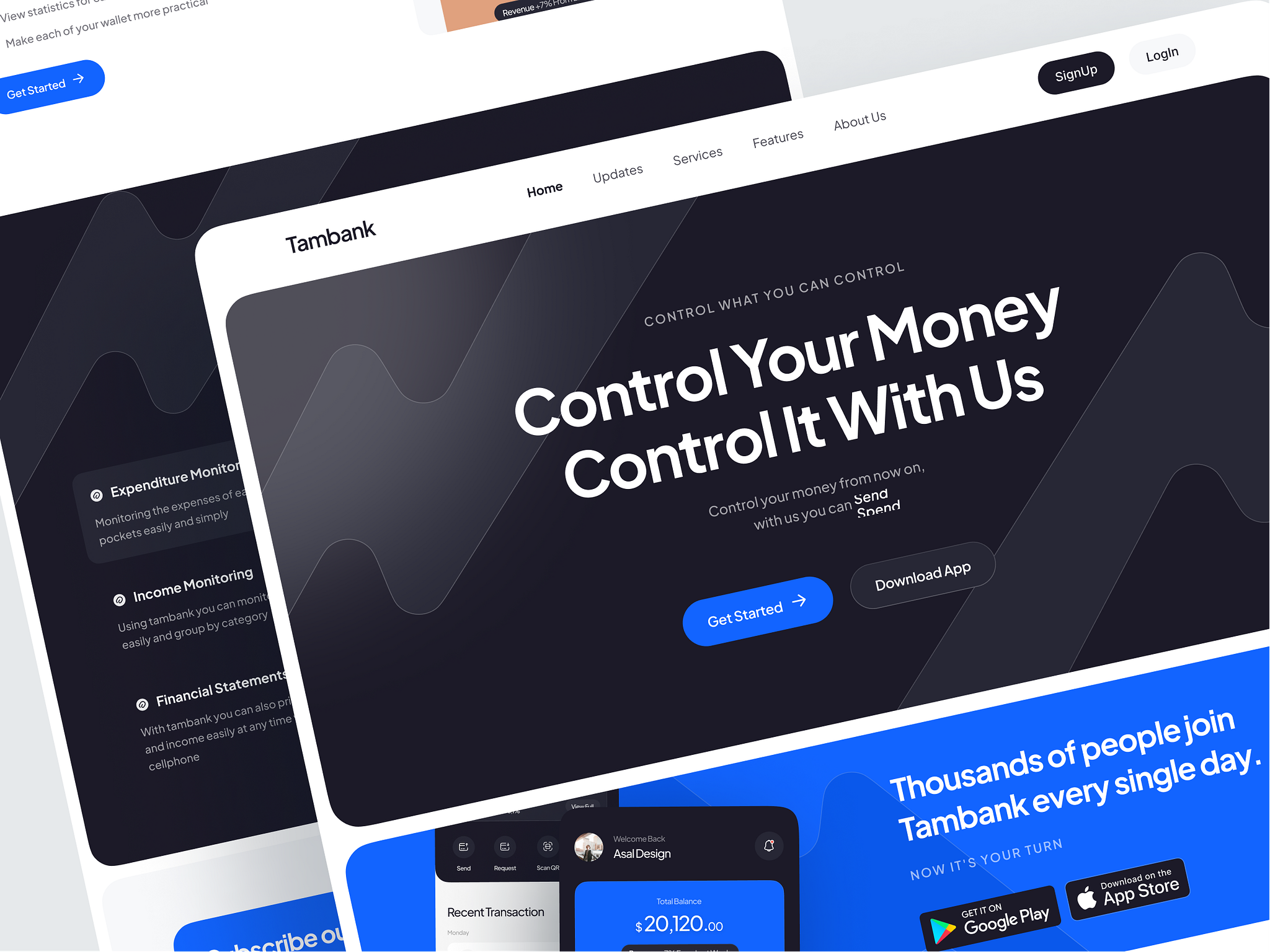 Tambank - Landing Page App by Asal Design for Kretya Studio on Dribbble