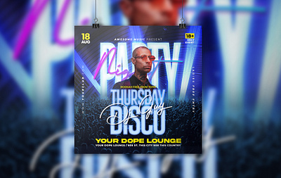 Thursday Disco Club Party Flyer after work party bash club flyer club party design girls night out ladies night neon neon party flyer