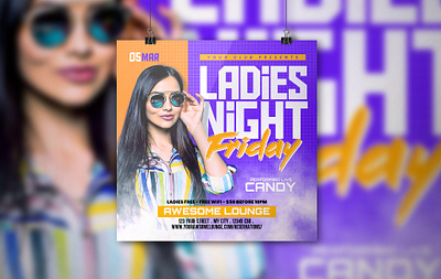 Ladies Night Friday Flyer after work party bash club flyer club party girls night out ladies night neon