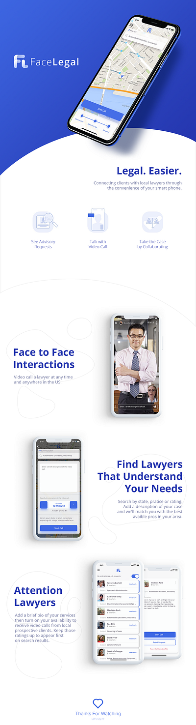 FaceLegal App I UI/UX, LOGO facelegal lawyer logo ui ux video call