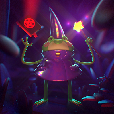 Wizard Frog 🐸✨ 3d 3d art 3d illustration 3dmodelling character color design illustration render