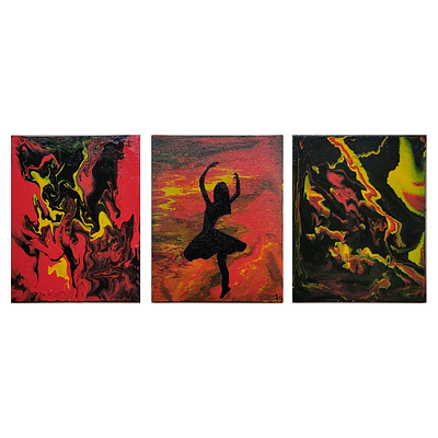 A Moment in Time Captured in Silhouette — Fluid Art acrylic paints dancer fluid art painting silhouette