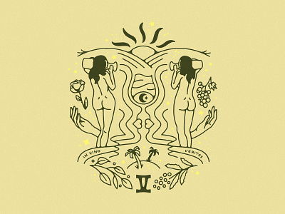 Wine Co. Illustration badge branding california crest design hands hippie illustration ladies sketch wine wip