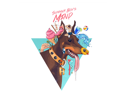 Summer Boy's Mind doberman illustration mind summer