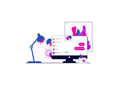Don't be a stranger desktop group message illustration office