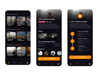 Career guidance app app black theme design figma figmadesign mobile ui product design typography ui ux