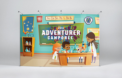 Kids Science Adventurer Camporee Banner adventurer background background design banner banner design children childrens illustration design illustration kids kids illustration tradeshow