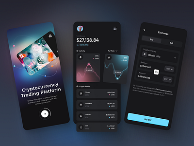 Crypto Trading Platform | FinTech app design application bitcoin blockchain crypto crypto app cryptocurrency defi finance financial financial app fintech fintech app investments app mobile app platform trading trading app ui ux