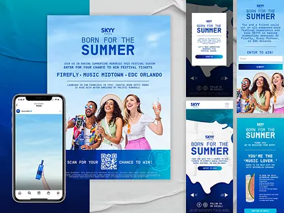 SKYY® Vodka | Born for the Summer alcohol branding campaign design festival graphic design illustration lifestyle photography portrait photography summer ui