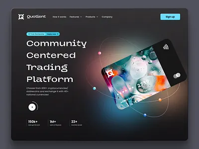 Quotient | Crypto Website bitcoin crypto crypto landing page crypto webpage crypto website cryptocurrency finance financial fintech app fintech landing fintech webpage fintech website home page landing page minimal platform trading ui web design website design