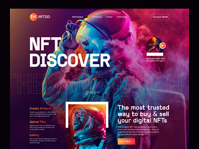 The Artiso - NFT - Marketplace Website Design appui astronaoutwebdesign astronaut astronautwebsite design eneftiwebsite landing page design landingpage modern design modernnftwebdesign nftappdesign nfttemplate nftuidesign nftweb nftwebsitedesign nftwebui trendyweb ui uiuxdesign webdesign