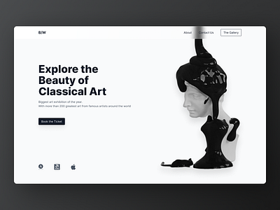 Black White Website Design Exploration art black clean concept design exhibition exploration glassmorphism landing page minimal neutral ui ux website white whitespace