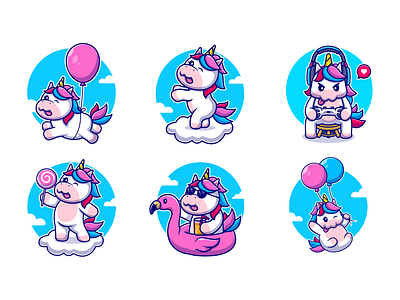 Unicorn!!!🦄💙 animal animal dancing animals balloon candy cartoon cloud custome unicorn cute flamingo flying horse gaming happy animal horse icon illustration logo unicorn zoo