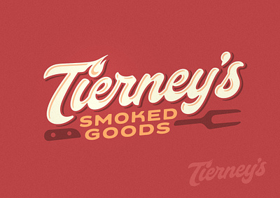 Tierney's Smoked Goods Logo barbecue bbq brand branding butcher custom fire flame food hot logo meat meats restaurant rub rubs sauce script smoked wordmark