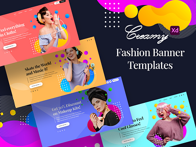 Fashion Web Banners XD Version application banner branding fashion free download freebies header header design ui ui design ux uxdesign web