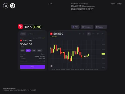 Sphere UI: Crypto (UI KIT) bitcoin clean ui crypto crypto current crypto staking crypto swap crypto ui currently dark mode dark ui defi illustration minimalism stake staking tron ui ui kit uidesign uikit