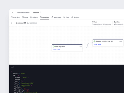 Database Migration Viewer clean dashboard database dev tools devops flat minimal postgres saas shadcn shadcnui supabase tailwind technical