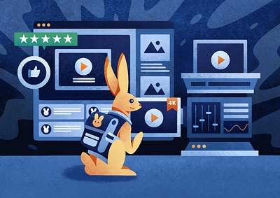 Introducing Premium Encoding blog blog illustration branding bunny bunny cdn bunny.net cdn character character illustration global illustration illustration design mascot nextgenstreaming premiumencoding procreate texture