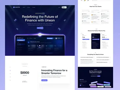 Uneon - Website for Fintech Landing Page ai banking design design inspiration finance business financial financial services fintech fintech landing page fintech website header modern ui ofspace payment saas startup ui ui visual design ux web design