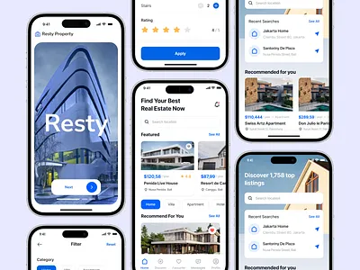 Resty - Real Estate Mobile App appartment clean design home house listing mobile mobile app mobile design properties property real estate real estate mobile app realestate rent app rental residence ui