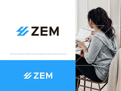 ZEM abstract blue brand identity infrastructure letter z logo design logo design concept minimal modern portal wordmark z