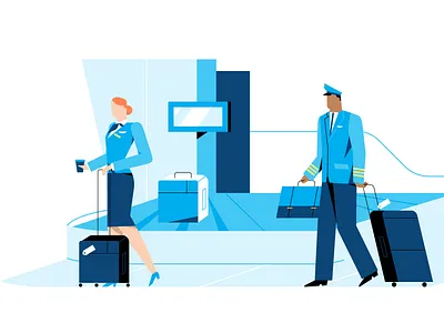 CrewBase ✈️ aircraft airport anyadraw blue branding character characterdesign crew flat illustration flight illo illustration plane vector