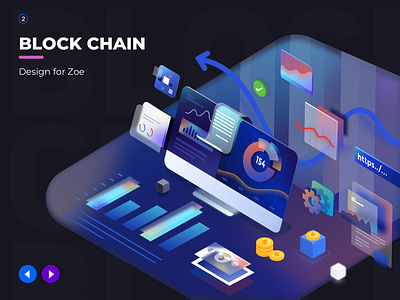 About data visualization 2.5d block chain data design illustration ui