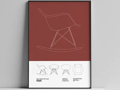 Eames RAR Chair Poster Mid Century Poster Art Print - Minimal De bauhaus chair eames eames chair elegant etsy furniture design graphic illustration midcentury minimal modern modernism poster poster design typography vector