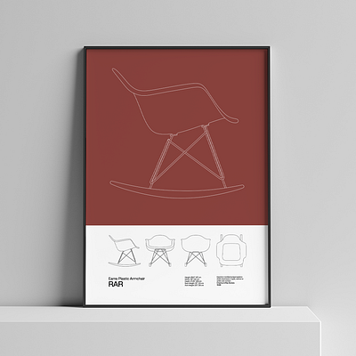 Eames RAR Chair Poster Mid Century Poster Art Print - Minimal De bauhaus chair eames eames chair elegant etsy furniture design graphic illustration midcentury minimal modern modernism poster poster design typography vector