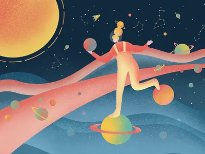 Across The Universe design digitalart digitalilustration galaxy illustration planets procreate universe women