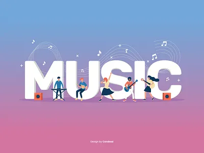 Music typography illustration adobeillustrator dance header illustration melody music musical instrument play song ui vector