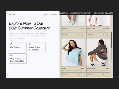 BA — RX Collection Page 2020 trends 2021 2021 trend animation app design e commerce e commerce website fashion minimal online store ui ui elements uidesign ux web web design web design webdesign website