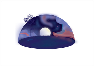 MoonSet 2021 2k21 adobe adobe illustrator design illustration minimal moon night sky stars trees vector